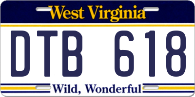 WV license plate DTB618