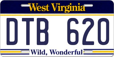 WV license plate DTB620