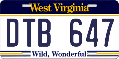 WV license plate DTB647
