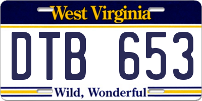 WV license plate DTB653