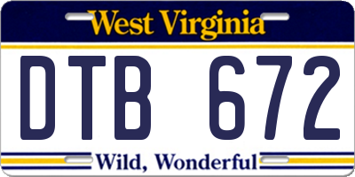 WV license plate DTB672