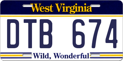 WV license plate DTB674