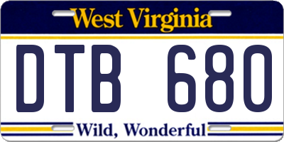 WV license plate DTB680