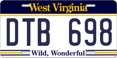 WV license plate DTB698