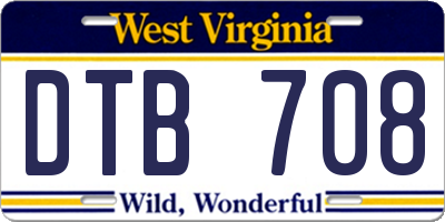 WV license plate DTB708