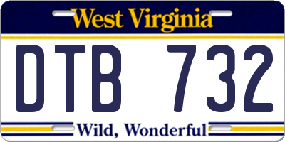 WV license plate DTB732