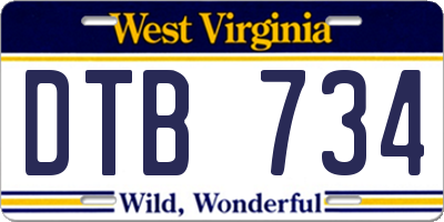 WV license plate DTB734
