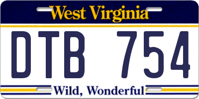 WV license plate DTB754