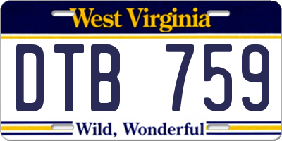 WV license plate DTB759