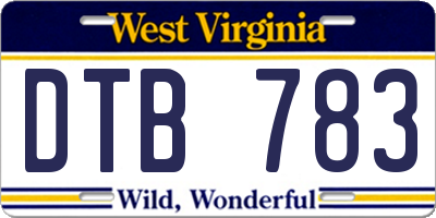 WV license plate DTB783
