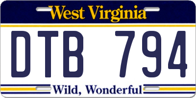 WV license plate DTB794