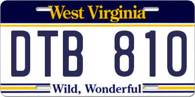 WV license plate DTB810