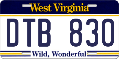 WV license plate DTB830