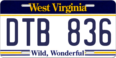WV license plate DTB836
