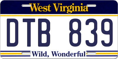 WV license plate DTB839