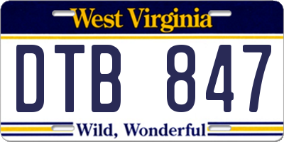 WV license plate DTB847