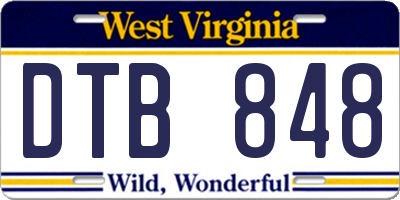 WV license plate DTB848
