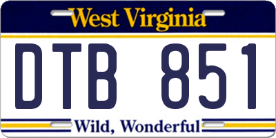 WV license plate DTB851