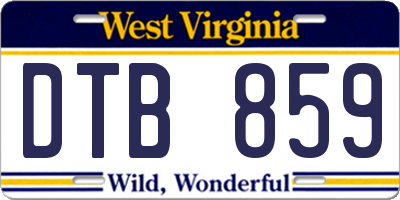 WV license plate DTB859