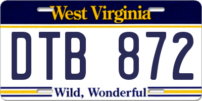 WV license plate DTB872
