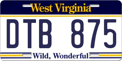 WV license plate DTB875