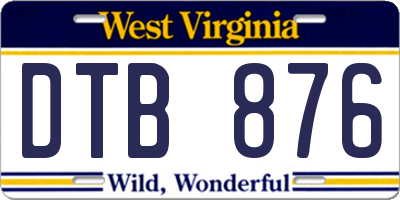 WV license plate DTB876