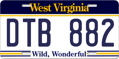 WV license plate DTB882