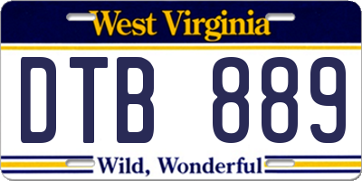 WV license plate DTB889