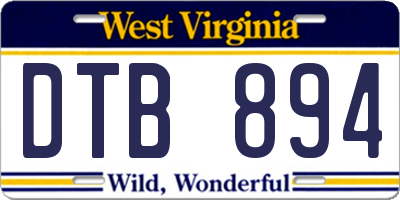 WV license plate DTB894