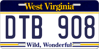 WV license plate DTB908