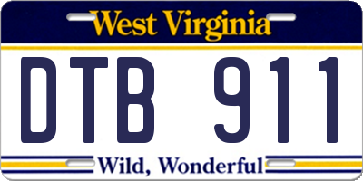 WV license plate DTB911