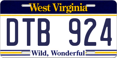 WV license plate DTB924