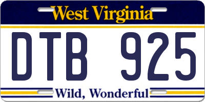 WV license plate DTB925