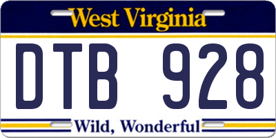 WV license plate DTB928