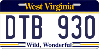WV license plate DTB930