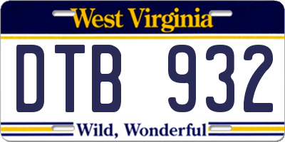 WV license plate DTB932