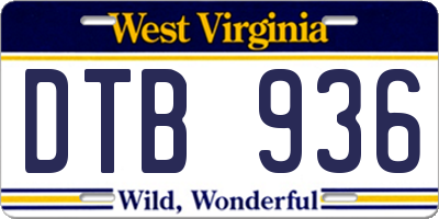 WV license plate DTB936