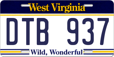 WV license plate DTB937