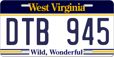 WV license plate DTB945