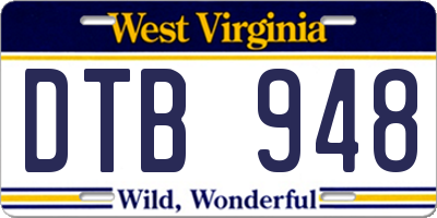 WV license plate DTB948