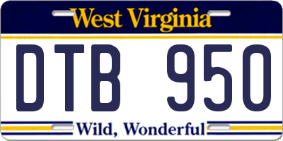 WV license plate DTB950
