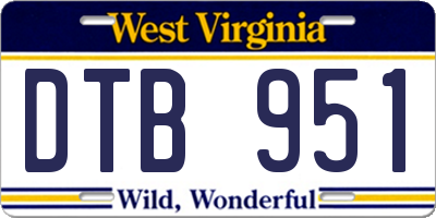 WV license plate DTB951