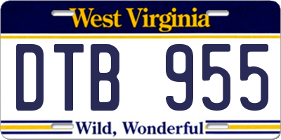 WV license plate DTB955