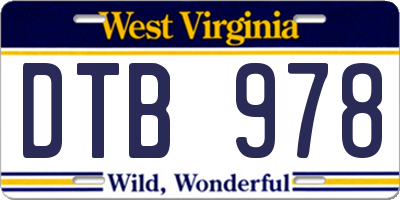 WV license plate DTB978