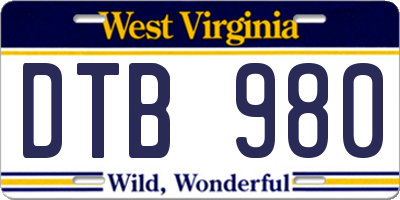 WV license plate DTB980