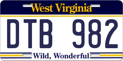 WV license plate DTB982