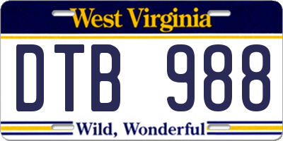 WV license plate DTB988