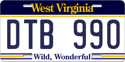 WV license plate DTB990