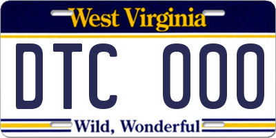 WV license plate DTC000
