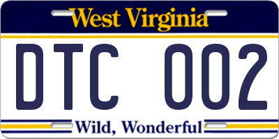 WV license plate DTC002